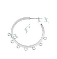 Sterling Silver 23mm 7 Rings Hoop Earring 15701-Ss