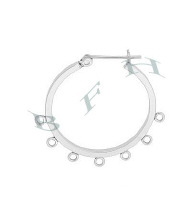 Sterling Silver 23mm 7 Ring Click Earring 15702-Ss