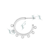 Sterling Silver 16mm 7 Rings Hoop Earring 15703-Ss