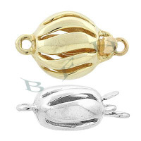 14K Hollow Button Bead Clasps 16450-14K