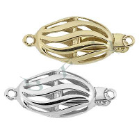 14K Hollow Stripe Oval Bead Clasps 17098-14K