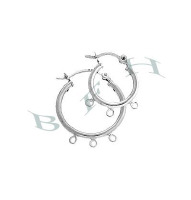 Sterling Silver 3 Ring Click Hoop Earring 17321-Ss