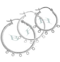 Sterling Silver 5 Ring Click Hoop Earring 17323-Ss
