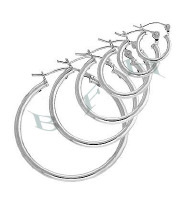 Sterling Silver Hollow Click Hoop Earring 17564-Ss 