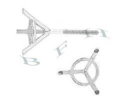 Platinum Round 3 Prongs Screw Post Taper Earring 18178-PT