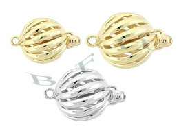 14K Hollow Spiral Ball Clasps 24234-14K