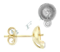 14K Pearl Stud Earring With Diamond Accent And Earnut 24243-14K