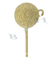 14K Lazer Ball Stud Earring With Ring 24837-14K