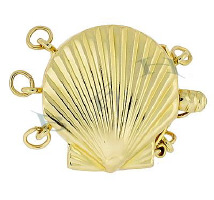 14K Multi-Strand Clamshell Clasp With Safety 2599-14K