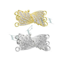 14K Bow Stripe Diamond Clasps 26410-14K