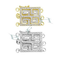 14K Textile Square Diamond Clasps 26591-14K
