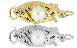 14K Pearl Filigree Fish Hook 13mm Clasps 2683-14K
