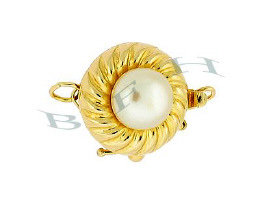 14K Fancy Round Pearl Clasp With Safety 2728-14K