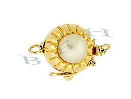 14K Fancy Round Pearl Clasp With Safety 2729-14K