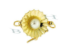 14K Fancy Round Pearl Clasp With Safety 2732-14K