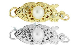 14K Pearl Filigree Fish Hook 15mm Clasps 2746-14K