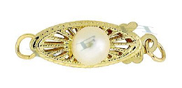 14K Pearl Filigree Fish Hook 15mm Clasps 2751-14K