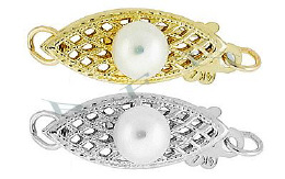 14K Pearl Filigree Fish Hook 16mm Clasps 2788-14K