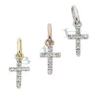 14K Diamonds Cross Charms Style (B) 28010-14K