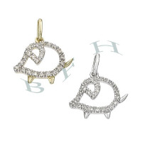 14K Diamonds Pig Charms 28056-14K