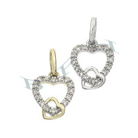 14K Diamonds Heart Charms Style (D) 28104-14K