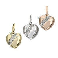 14K Diamonds Heart Charms Style (H) 28110-14K