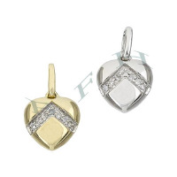 14K Diamonds Heart Charms Style (B) 28113-14K