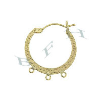Gold-Filled 3 Rings Hammer Hoop Earring 28667-GF