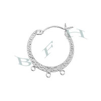 Sterling Silver 3 Rings Hoop Earrings 28667-Ss