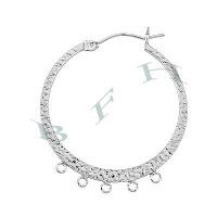 Sterling Silver 28mm 5 Rings Hoop Earring 28669-Ss