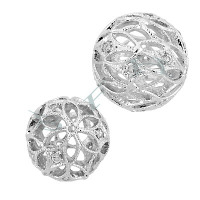Rhodium Sterling Silver Filigree Ball 29190-Ss