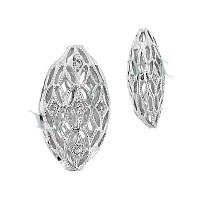 Rhodium Silver Filigree Oval Bead 29193-Ss
