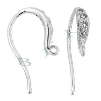 Rhodium Sterling Silver Earwire Earring 29205-Ss