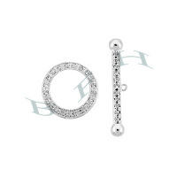 Ss 15mm Rhodium Silver Toggle Clasp 29207-Ss