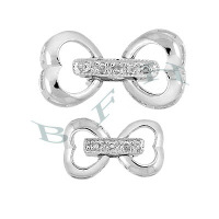 Rhodium Silver Heart Fold Over Clasp 29211-Ss