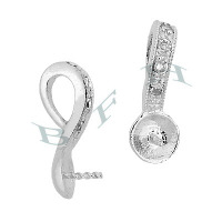 Rhodium Sterling Silver Peral Drop 29218-Ss