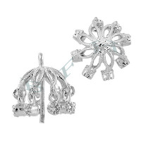 Rhodium Silver Filigree Pearl Drop 29221-Ss 