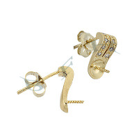 Vermeil Cubic Zirconia Pearl Earring 29223-Vm
