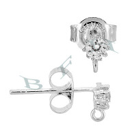 Rhodium Sterling Silver Stud Earring 29224-Ss