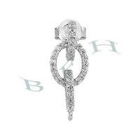Rhodium Sterling Silver Oval Drop Earring 29225-Ss