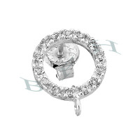 Rhodium Silver Circle Stud Earring 29226-Ss