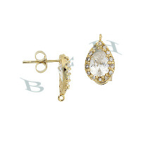 Vermeil Cubic Zirconia Pear Stud Earring 29227-Vm