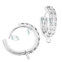 Rhodium Sterling Silver Hoop Earring 29381-Ss
