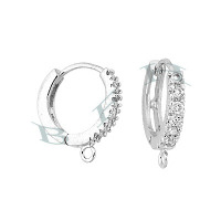 Rhodium Sterling Silver Hoop Earring 29383-Ss