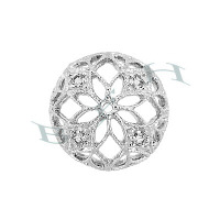Rhodium Sterling Silver Filigree Bead Cap 29389-Ss