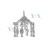 Rhodium Sterling Silver Filigree Drop 29406-Ss