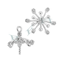 Rhodium Sterling Silver Filigree Drop 29408-Ss
