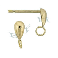 14K Tear Drop Stud Earring With Ring 3816-14K