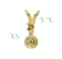 14K Rabbit Bail 4mm Pearl Drop With 2 Points Setting Accent 4093-14K