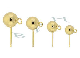 14K Light Ball Stud Earring With Ring 4095-14K